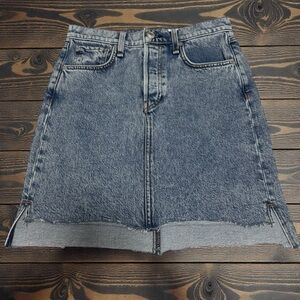 Rag and Bone Denim High Waist Acid Wash Mini Skirt